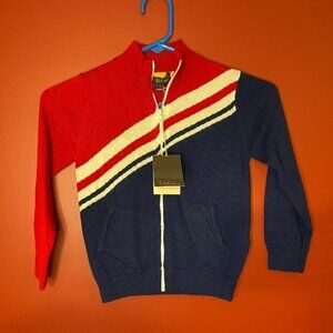 Velveteen Boy's Jason Navy and Red Knit Full Zip Sweater- NWT
